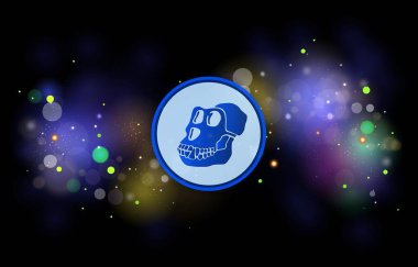 Dijital arka planda apecoin sanal para birimi görüntüsü. 3d illüstrasyon.
