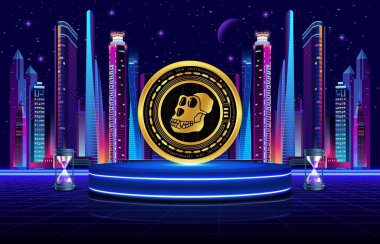 Dijital arka planda apecoin sanal para birimi görüntüsü. 3d illüstrasyon.