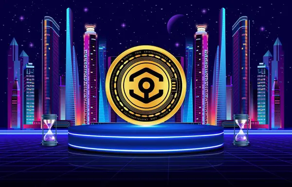 Ankr sanal para biriminin dijital arka plandaki görüntüsü. 3d çizimler.