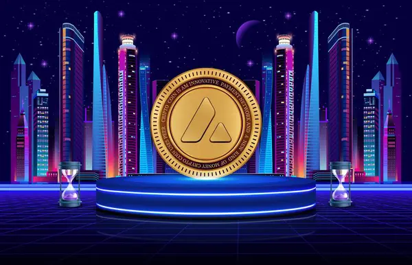 Dijital arkaplanda çığ-avax sanal para birimi görüntüsü. 3d illüstrasyon.