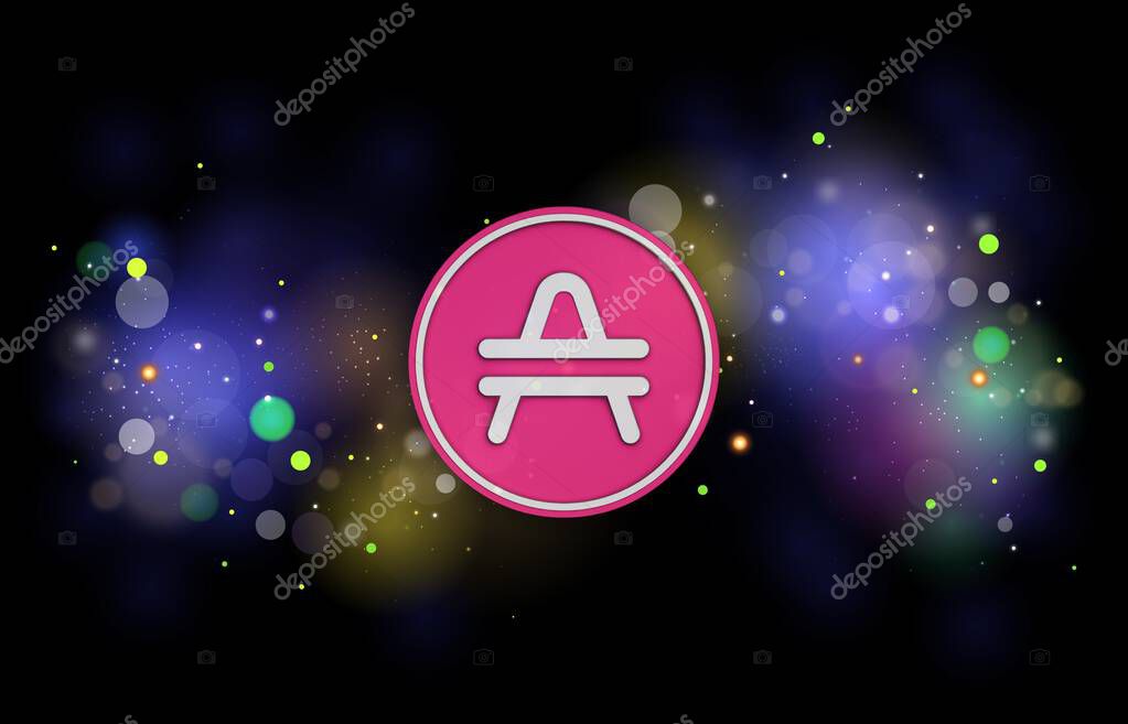 Amp cryptocurrency images on digital background. 3d illustrations.