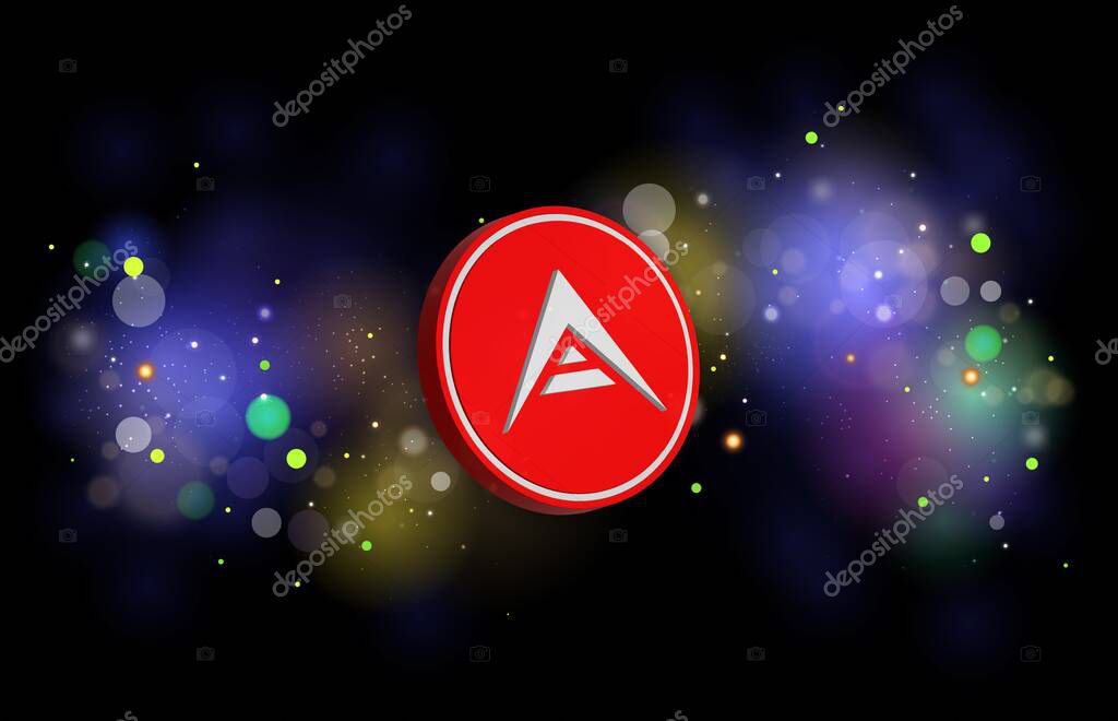 Ark virtual currency image in the digital background. 3d illustrations.