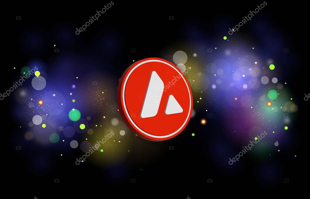 Avalanche-avax virtual currency image in the digital background. 3d illustrations.