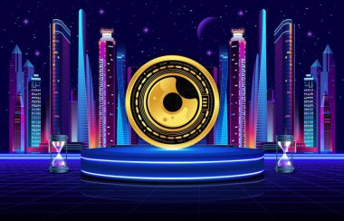 Fırın dijital arkaplanda şifreli para birimi resimleri pişirir. 3d illüstrasyon.