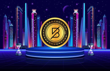 dijital arkaplanda bantlı sanal para birimi görüntüsü. 3d illüstrasyon.