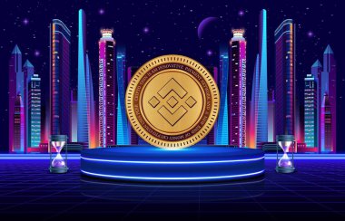 dijital arkaplanda binance-bnb sanal para birimi resmi. 3d illüstrasyon.