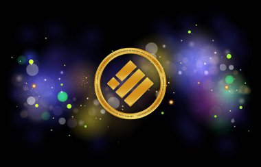 Binance usd-busd dijital arkaplanda sanal para birimi resmi. 3d illüstrasyon.