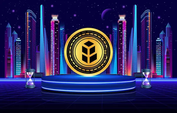 Sayısal arkaplanda bancor-bnt sanal para birimi resmi. 3d illüstrasyon.