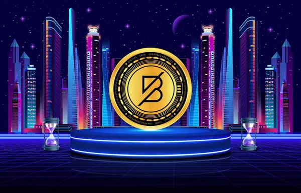 dijital arkaplanda bantlı sanal para birimi görüntüsü. 3d illüstrasyon.