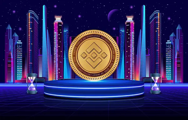 dijital arkaplanda binance-bnb sanal para birimi resmi. 3d illüstrasyon.