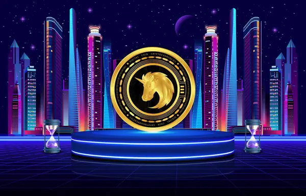 5 cm 'lik ağ ve dijital arkaplanda bozuk para logosu görüntüsü. 3d illüstrasyon.