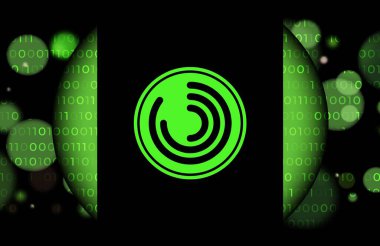 Dijital arkaplanda şifreli resimleri dekarte et. 3d illüstrasyon.