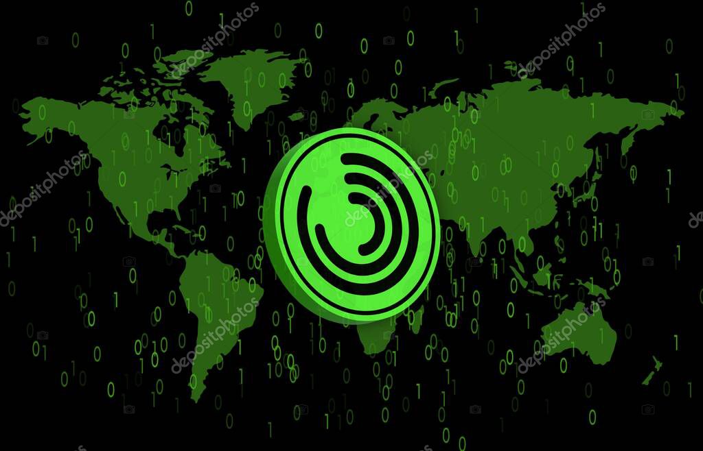 Dechat cryptocurrency images on digital background. 3d illustrations.