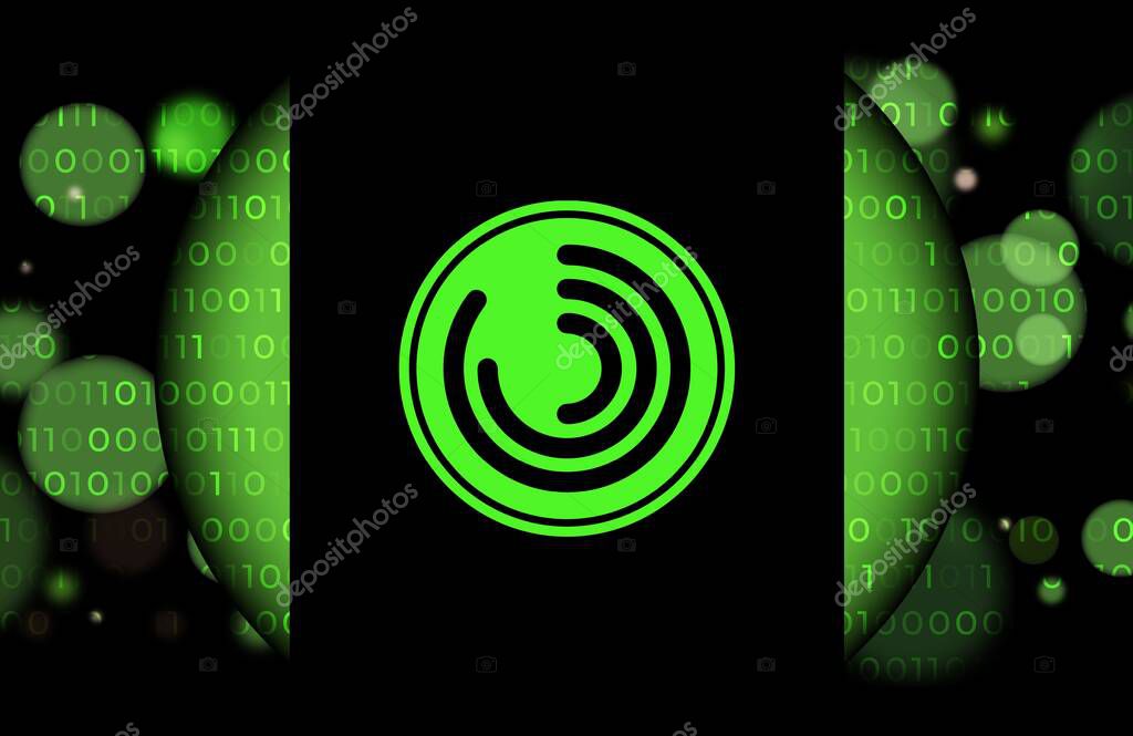 Dechat cryptocurrency images on digital background. 3d illustrations.