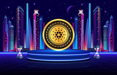 Dijital arkaplanda cardano-ada sanal para birimi resmi. 3d illüstrasyon.