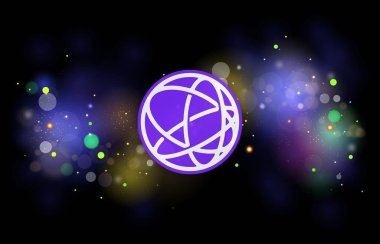 Dijital arkaplanda Celestia-tia şifreli para birimi logoları var. 3d illüstrasyon.