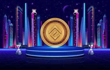 Dijital arkaplanda konfüks-cfx şifreli para birimi logosu resimleri. 3d illüstrasyon.