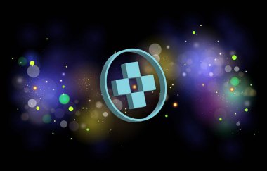 Dijital arkaplandaki yonca finans logosu görüntüleri. 3d illüstrasyon.