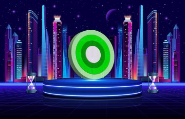 Dijital arka planda siber kripto para birimi görüntüleri. 3d illüstrasyon.