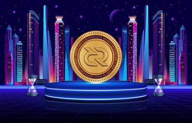 Dijital arkaplanda dekont-dcr sanal para birimi resmi. 3B çizimler.