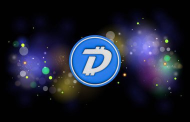 Digibyte-dgb dijital arkaplanda sanal para birimi resmi. 3d illüstrasyon.