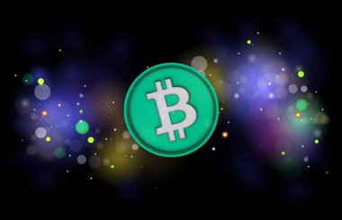 Dijital arkaplanda kripto para birimi resimleri. 3d illüstrasyon.