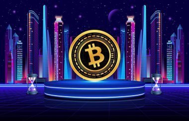 Dijital arkaplanda kripto para birimi resimleri. 3d illüstrasyon.