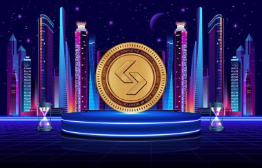bitget token-bgb dijital arkaplanda şifreli para birimi logoları. 3d illüstrasyon.