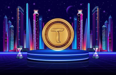 Bitttensor-tao kripto para birimi resimleri. 3 boyutlu illüstrasyon. dijital paralar.