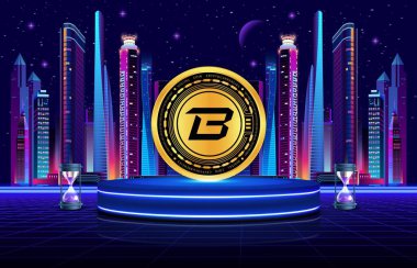 dijital arkaplandaki sanal para birimi resimlerini patlat. 3d illüstrasyon.