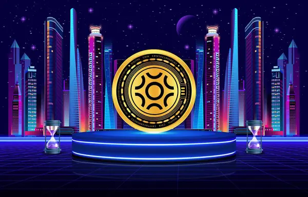 Dijital arkaplanda beyin-güven-btrst sanal para birimi görüntüsü. 3d illüstrasyon.