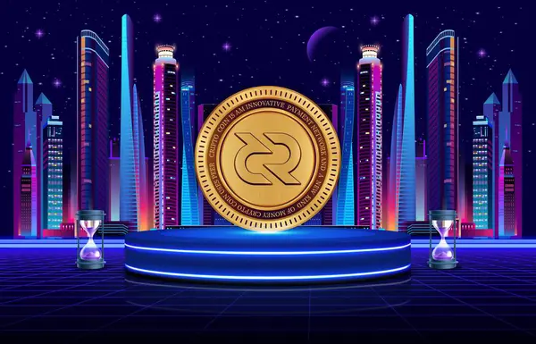 Dijital arkaplanda dekont-dcr sanal para birimi resmi. 3B çizimler.