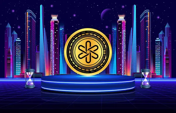 Dijital arkaplandaki göçük sanal para birimi görüntüsü. 3B çizimler.