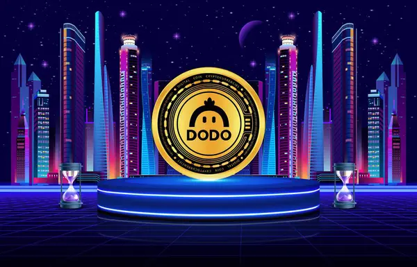 Dijital arkaplanda dodo sanal para birimi resmi. 3d illüstrasyon.