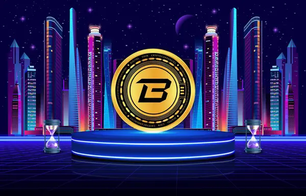 dijital arkaplandaki sanal para birimi resimlerini patlat. 3d illüstrasyon.