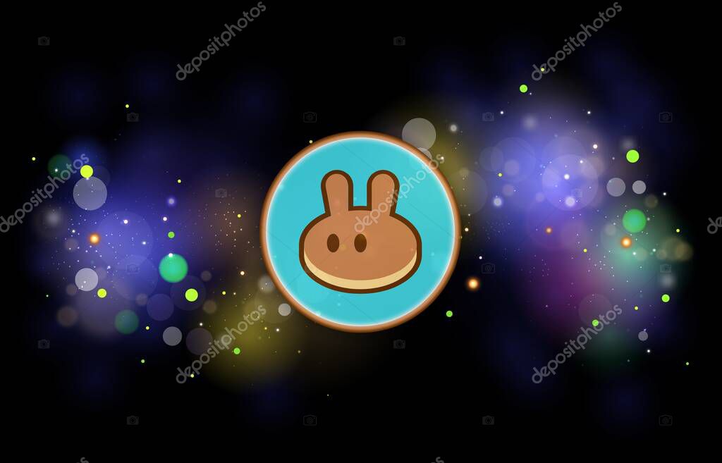 Images of the pancakeswap-cake virtual currency. 3d illustrations