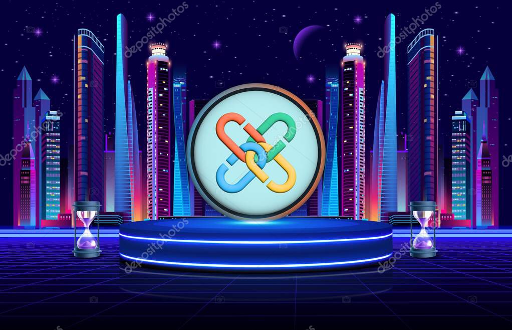 Chainx-pcx cryptocurrency images on digital background. 3d illustrations.