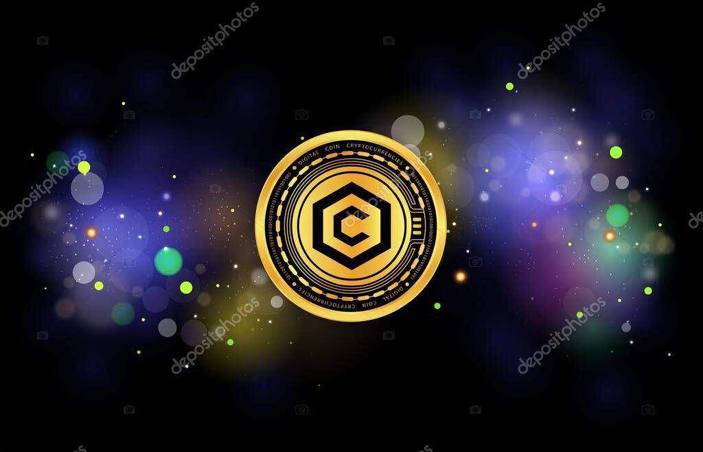 Cronos-cro cryptocurrency logos on digital background. 3d illustrations.