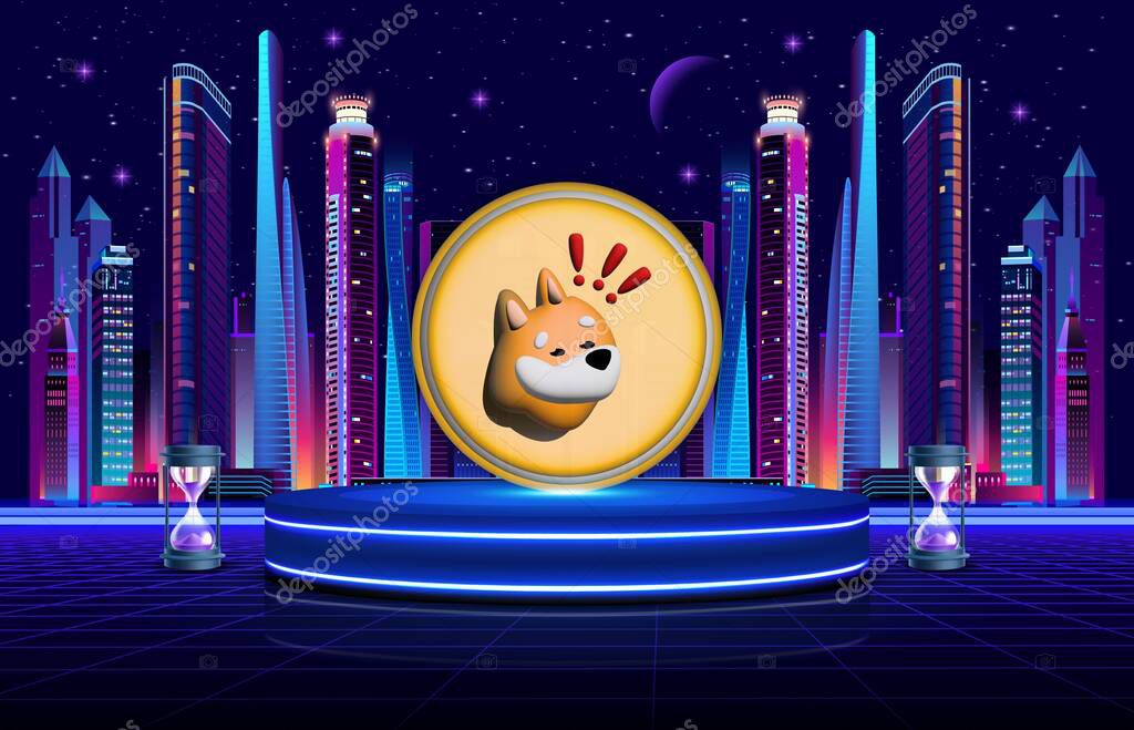 Bonk coin cryptocurrency image on digital background. 3d illustrations.