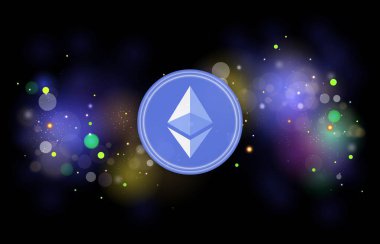 Dijital arkaplanda ethereum-eth sanal para birimi görüntüsü. 3B çizimler.