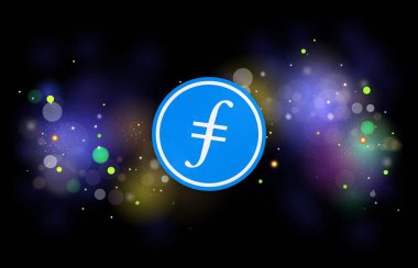 Dijital arkaplanda filecoin-fil sanal para biriminin görüntüsü. 3d illüstrasyon.