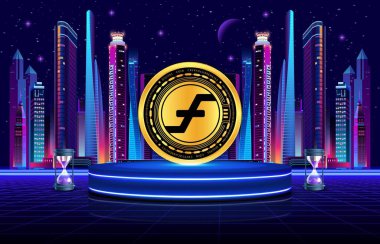 Dijital bir arkaplanda firo sanal para birimi görüntüsü. 3d illüstrasyon.