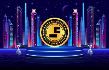 Dijital arkaplanda ilk dijital para şifreli para birimi resmi. 3d illüstrasyon.