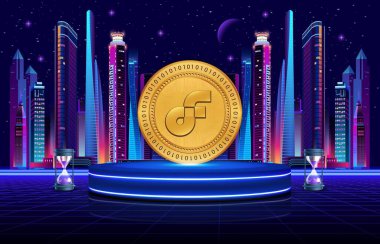 Sanal para birimi görüntüsünü dijital arkaplanda aktar. 3B çizimler.