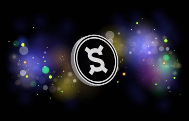 frax share-fxs dijital arkaplanda sanal para birimi resmi. 3d illüstrasyon.
