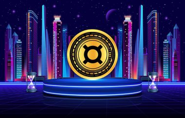 dijital arkaplanda sanal para birimi resmi. 3d illüstrasyon.
