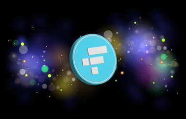 Dijital arkaplanda ftx token-ftt şifreli para birimi logoları. 3d illüstrasyon.