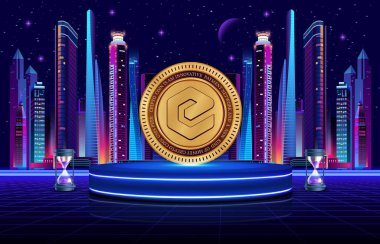 Dijital arkaplanda ecash-xec sanal para birimi resmi. 3B çizimler.