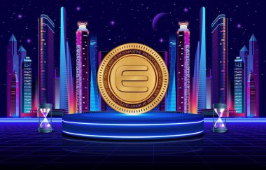 enjin-enj sanal para biriminin dijital arkaplan resmi. 3d illüstrasyon.