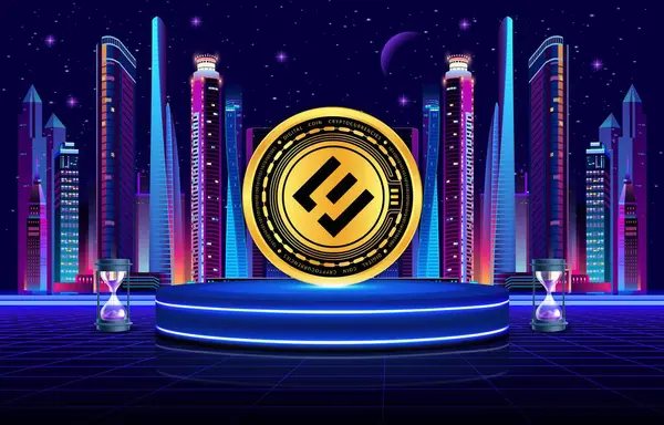 Dijital arka planda evadore-eva kripto para birimi logoları. 3d illüstrasyon.